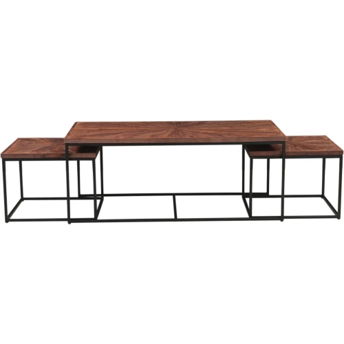 Astoria 47" Nesting Coffee Tables in Sunburst Wood & Metal